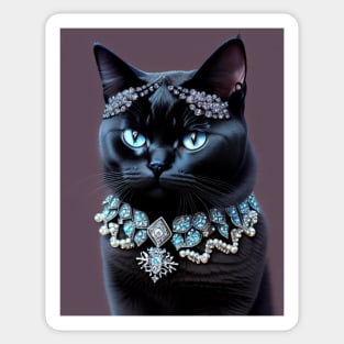 Black British Shorthair With Gems Sticker